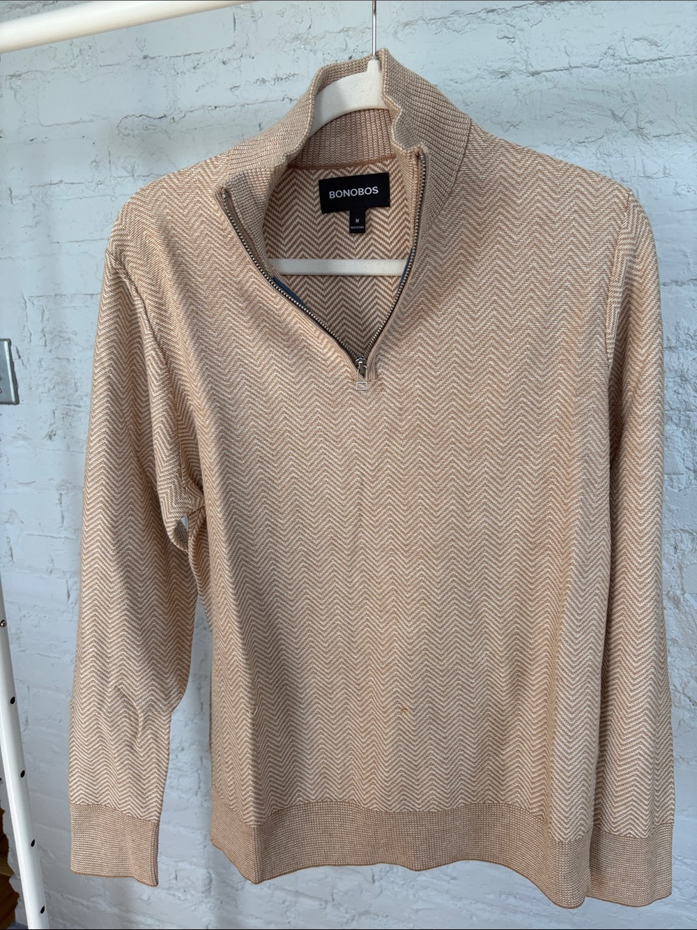 Bonobos Men's Beige Tan Zip-Neck Sweater